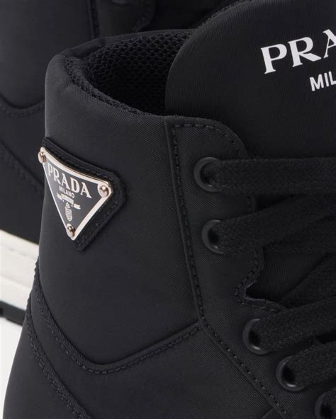 prada black high tops|Prada gabardine high top sneakers.